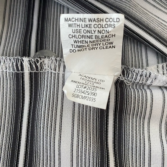 ACADEMY LTD Men's Small Classic Collar Black, Gray and White Striped Polo Shirt - Picture 6 of 7